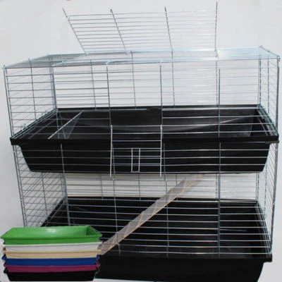 XXL-HEIMTIERCENTER 1m doppel Hasenkäfig Meerschweinchenkäfig Doppelkäfig Rabbit 100 Nagerkäfig Neu