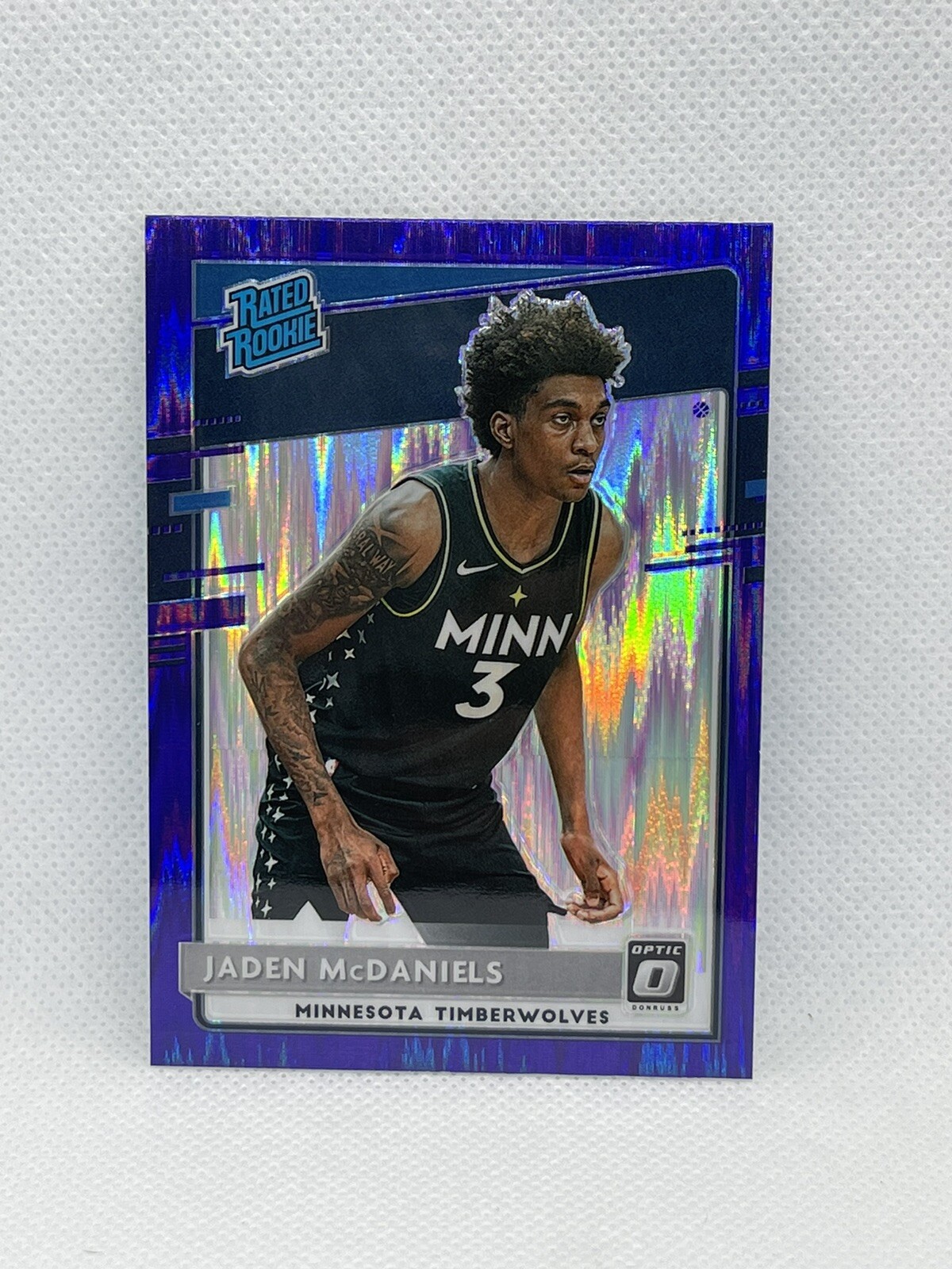 2020-21 Panini Donruss Optic Jaden McDaniels RC Purple Shock Rookie Card #178