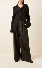 The Row $1,350 Pre Fall 2020 Abely Asymmetrical Black Wool Cardigan Sweater L