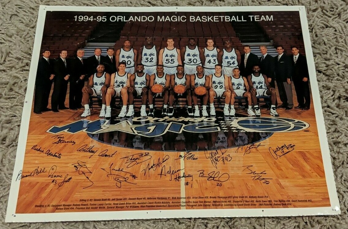 RARE VINTAGE NBA Orlando Magic 1994-95 Team Photo Poster Pic Shaq