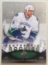 2010-11 GUILLAUME DESBIENS SP GAME USED AUTHENTIC ROOKIES #138 CANUCKS #293/699