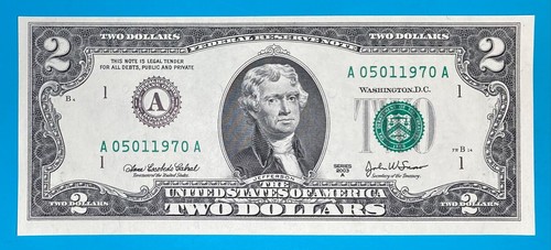 May 1, 1970 / 5 January 1970 : A 05011970 A BIRTHDAY Note $2 Two Dollar Bill - Picture 2 of 3