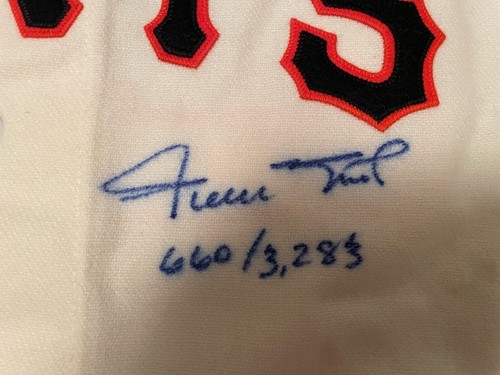 WILLIE MAYS SIGNED AUTOGRAPH M&N GIANTS STAT JERSEY STEINER COA LTD 50 - Picture 3 of 10