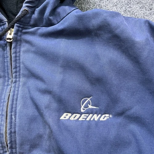 Vintage Boeing Jacket Mens 2XL Blue Duck Canvas Quilt Lined Distressed Y2K image 3
