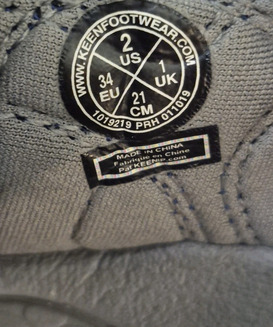 Scarpe da trekking Keen Newport H2 blu e grigie con punta in gomma per ragazzi taglia 2