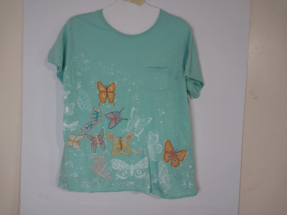 Camisa Top Kyla Seo Confort Hecha a Mano Para Mujer Bordada Boho Talla XL Foto 2 de 4