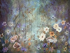 6x8 FT Blue Floral Backdrop For Portrait Flowers Background Studio Props
