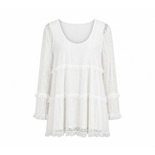 Show Me Your Mumu Mansfield White Lace Ruffle Tunic Mini Dress Size Medium