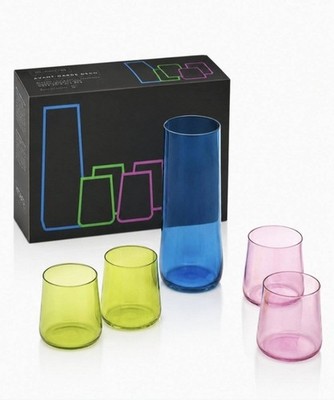 KROSNO Wasserset Karaffe + 4 Gläser - Avant-Garde Deco - farbig Glas 5-tlg 