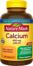 Nature Made Calcium 600mg with Vitamin D3 Bone Health Supplement 220 Tablets