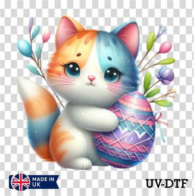 Ostern Katze UV DTF Aufkleber - Glas Laptop Becher Tasse cz995