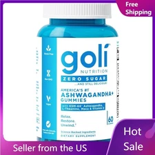 Goli Zero Sugar Ashwagandha & Vitamin D, Maca, L-Theanine Gummies-60Count