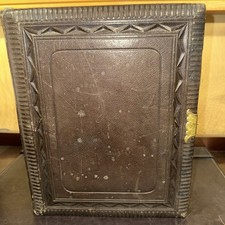 Large Victorian Photo Album Leather Bound 11x9in 21 Gilt Edge Pages Empty (ZF)