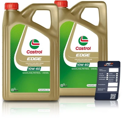 2X 5 L = 10 L CASTROL EDGE FLUID TITANIUM SUPERCAR 10W-60 HUILE ACEA A3/B3 A3/B4 - Photo 1/4