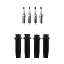 Denso 4 Iridium Spark Plugs & NGK 4 Coil Boots Kit for Edge Explorer L4 2.4L Gas