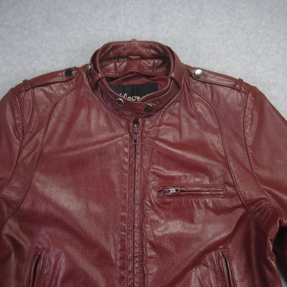 Chaqueta Wilsons Vintage Mujer Pequeña Borgoña Gamuza Cuero Bombardero Bolsillos con Cremallera Foto 2 de 4