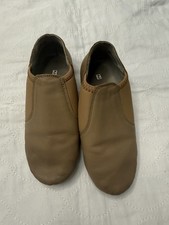 Youth Size 2 Tan Leather Jazz Shoes Slip On Dance Soft Sole