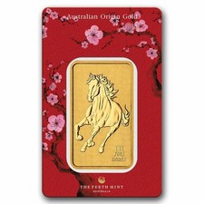 2026 1 oz Gold Bar - Perth Mint Lunar Horse (In Assay) 4593.61 per troy oz