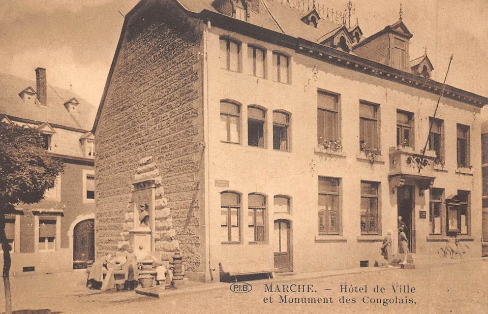 CPA BELGIQUE / MARCHE / HOTEL DE VILLE ET MONUMENT DES CONGOLAIS / cpa rare - Photo 1/1