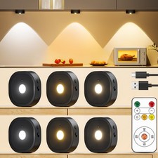 Puck Lights with Remote, Rechargeable Battery Touch Push lights, 3 Colors Und...