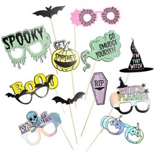 12 PCS Pastel Halloween Photo Booth Props Cute Spooky Selfie Accessories Kit
