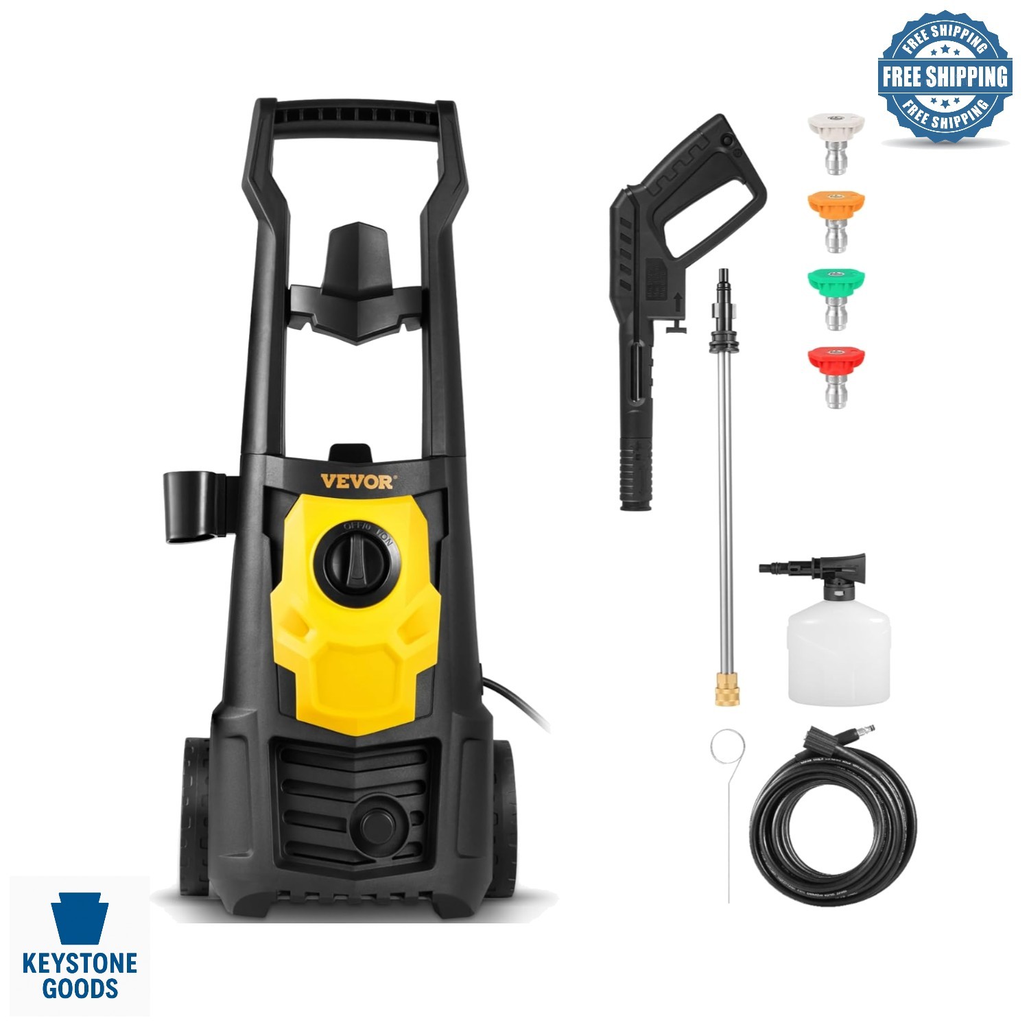 Portable 2000 PSI Electric Pressure Washer with 30ft Hose & 