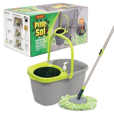 Pine-Sol Spin Mop & Bucket Cleaning Set for Hardwood Floors w/ Extendable Handle