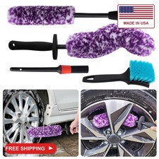 KLeXiC 4 Pack Wheel Tire Cleaning Brush Kit Cars Motorcycles RVs Trucks Rim Hub