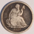 1837 Large Date, No Stars, Seated Liberty Dime, Nicely Circulated, Tough Type!