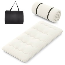 Twin Futon Mattress Japanese Floor Sleeping Pad Washable Cover Carry Bag Beige