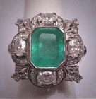 3 Ct Emerald Vintage Art Deco Five Stone Cocktail Wedding Ring 14K White Gold FN