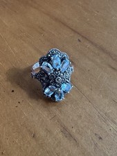 Vintage Sterling Ring, Blue Stones Size 7