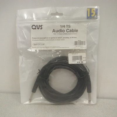 QVS TS-15 Audio Cable 15ft, 1/4 Male to Male