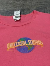 UNIVERSAL STUDIOS HOLLYWOOD - Women's Coral Pink Baby Tee Shirt Size LARGE NEW!