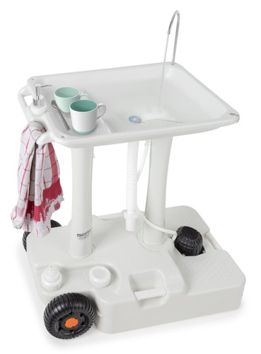 Lavello Lavandino Camper Campeggio Portatile Lavabo Bagno 30L + Serbatoio Acque - Foto 11 di 12