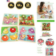 Wooden Peg Puzzles for Toddlers 1-3, Kids' Educational Preschool Peg Puzzle T...