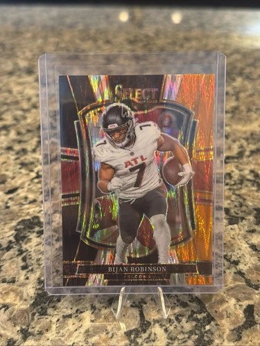 2025 Panini Select Premier Level Bijan Robinson #148 Black &amp; Orange Shock Prizm