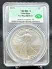 2025 1 Oz .999 American Silver Eagle CAC MS70 First Day of Delivery!