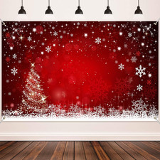 Red Christmas Backdrop 72.8x43.3 in Snowflake Tree Winter Party Photo Props Pack