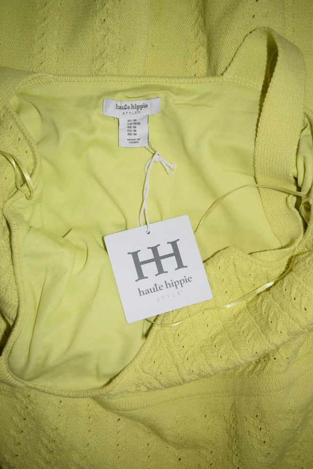 Новый женщин Haute хиппи бак платье средний желтый зеленый свитер миди без рукавов - Изображение 2 из 3