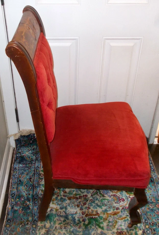 Esfregão floral renascentista italiano antigo 19 c C CADEIRA INCRUSTADA IMPÉRIO - Imagem 4 de 4