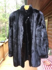 Women’s Black Mink Stroller Coat S/m Made In Finland 1980s Vintage