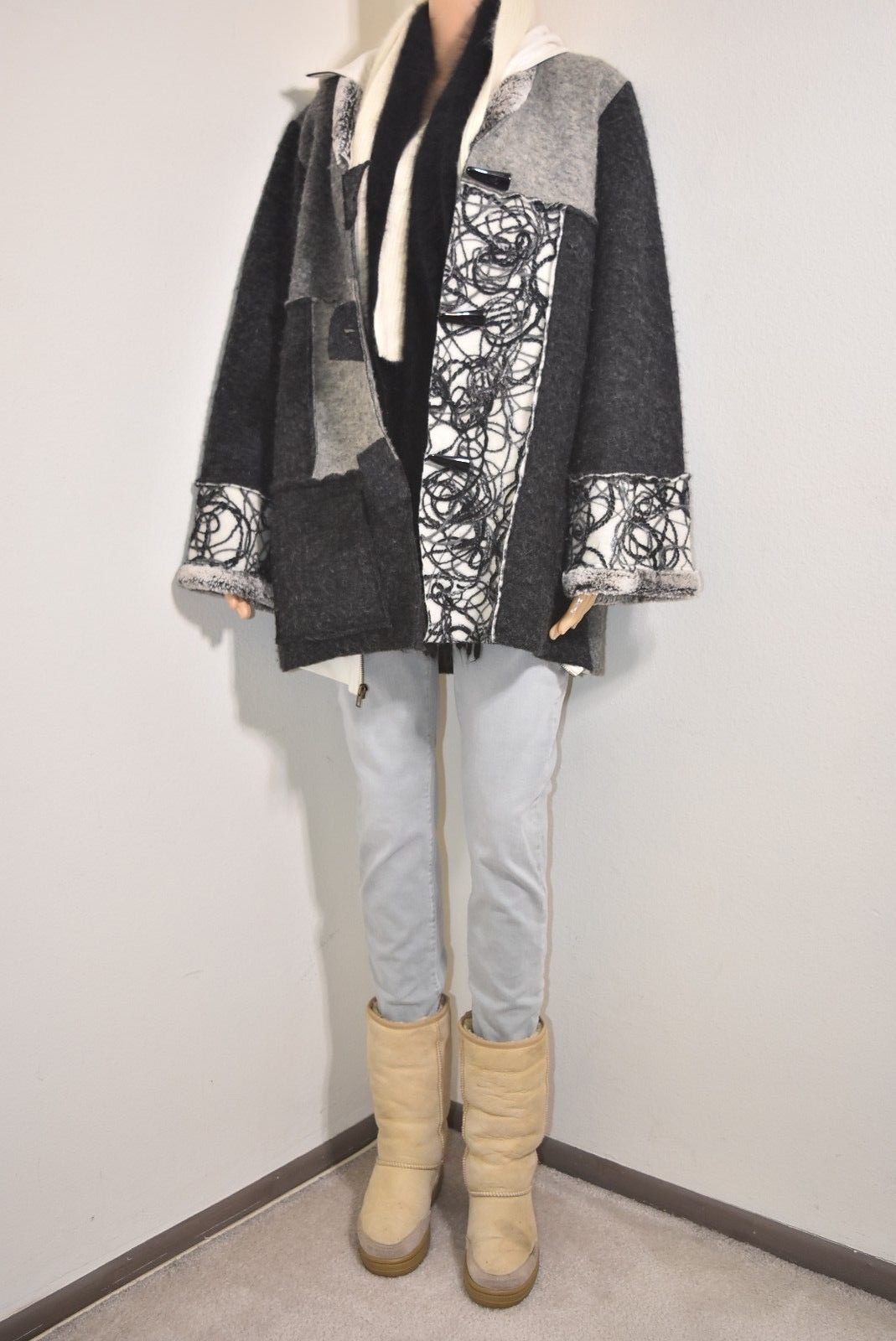 Zele Oversize Coat Hippie Patchwork +Toggle + Fau… - image 1