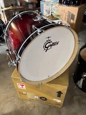 gretsch catalina maple 22 diameter x 18 deep bass drum, deep cherry burst finish