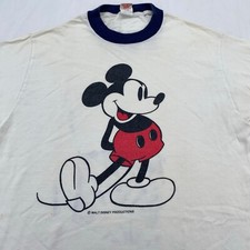 vtg 70s MICKEY MOUSE WALT DISNEY PRODUCTIONS RINGER T-Shirt SMALL cartoon