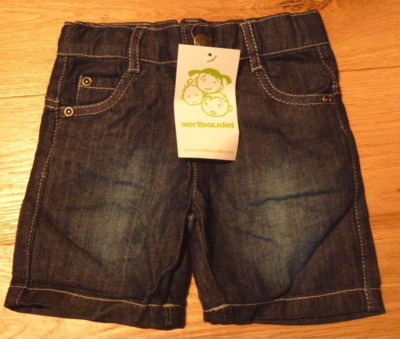 Vertbaudet Baby 100 % Baumwolle Popper Fly Jeans Hose 6-9 Monate neu mit Etikett dunkelblau waschen