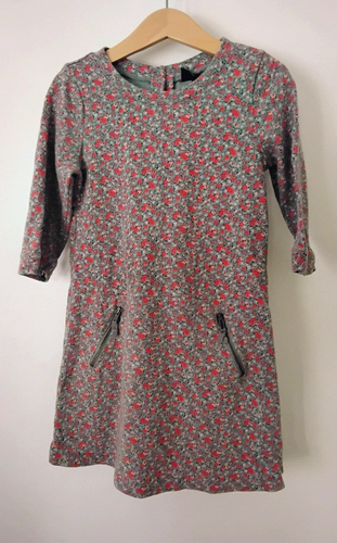 BabyGap Girls Sweatshirt Dress Floral Gray Red Toddlers sz 5 Years Cotton