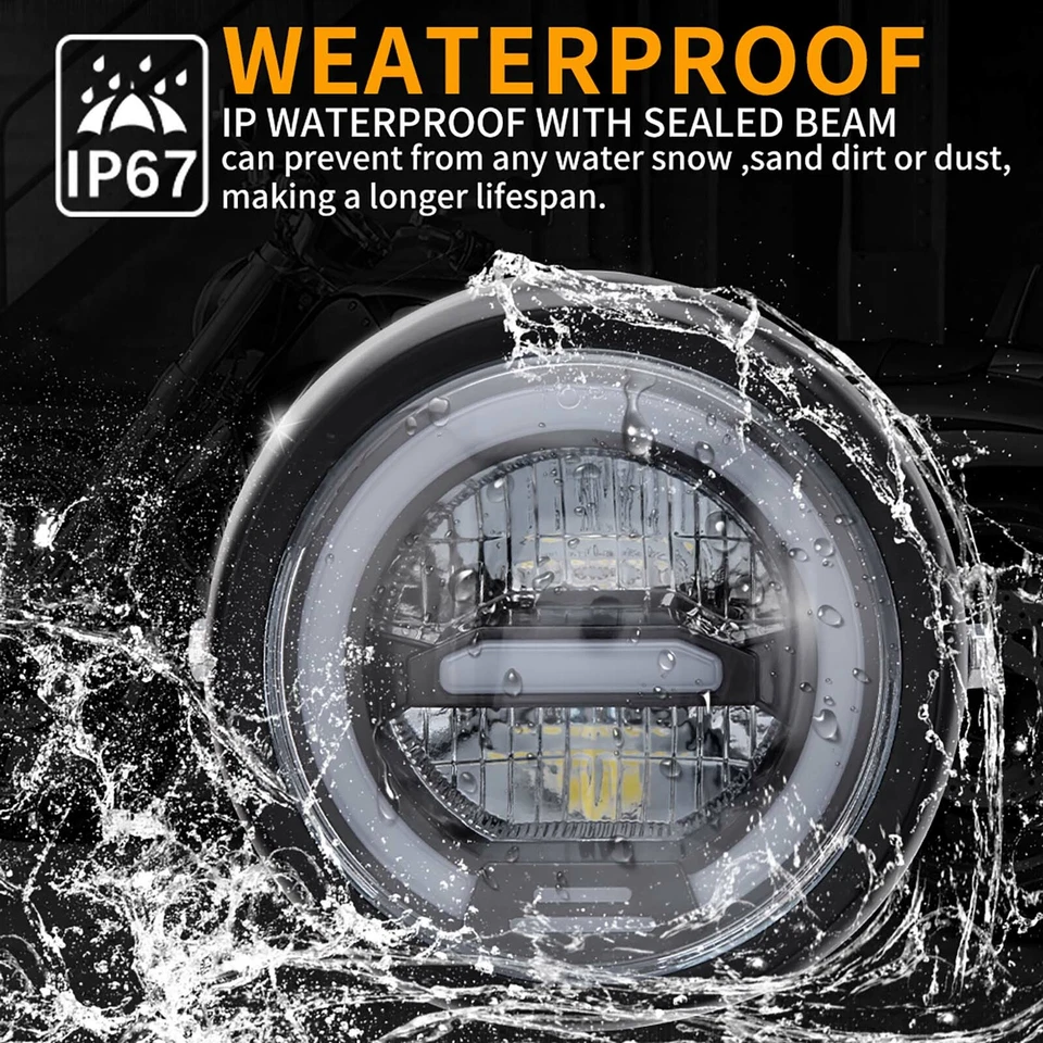 For Suzuki GS 450 250 500 750 1000 LED Headlight Hi/Lo DRL Yellow Light + Clamps - Image 4 of 4