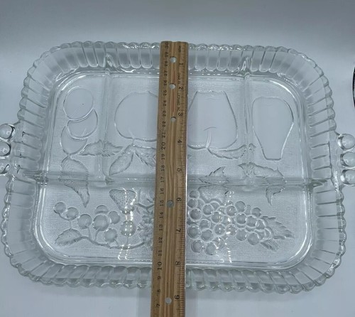 Vintage Indiana Glass Divided 5 Section Serving Relish Tray Platter Dish Fruit - Picture 6 of 8