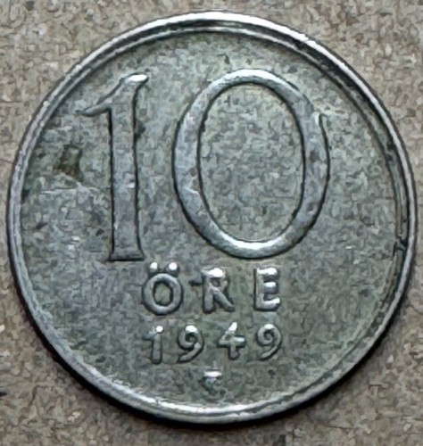 Sweden - 1949 - 10 Ore - .4000 Silver Swede Coin